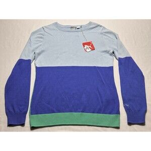 Puma Cotton Golf Sweater Colorblock Size Large Casual Preppy Cool Blue NWT New